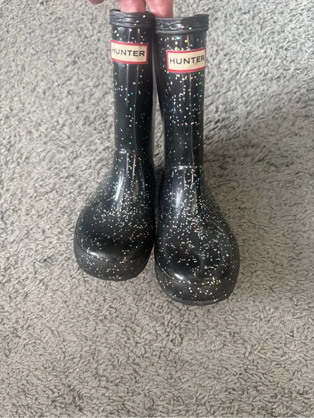 Hunter Black Glitter Rain Boots Sz 11 (UK 9)